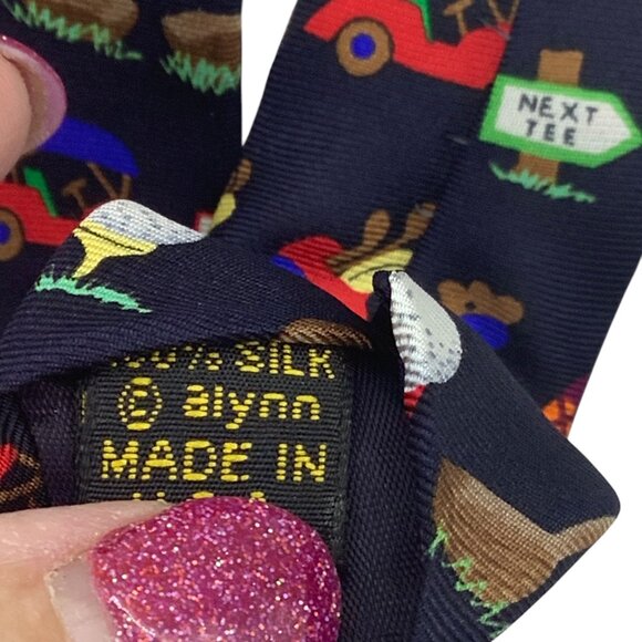 Golfing Medley By Alynn Neckwear Novelty Silk Tie Creative American Design - Picture 5 of 6